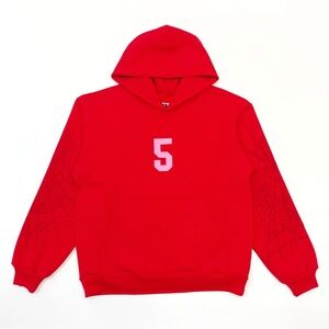 Vibrant Red Number 5 Sweatshirt Hoodie
